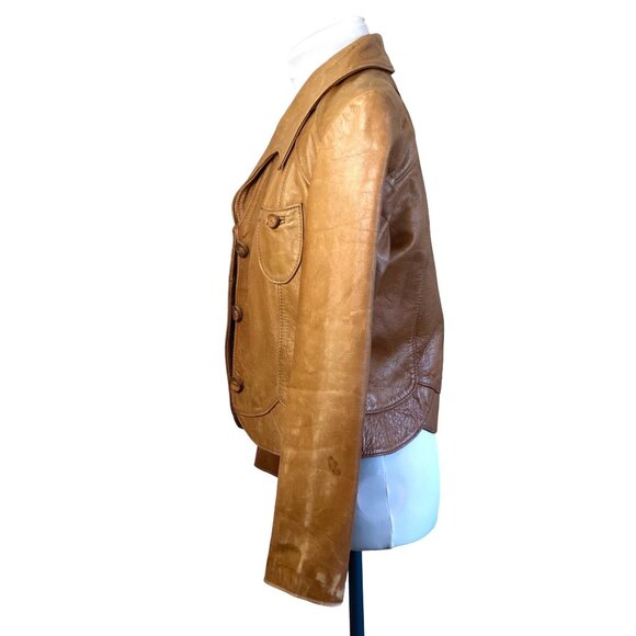 Vintage East West Tan Leather Jacket Signed Reptila Numbered 200 13 HTF Original - Picture 3 of 16